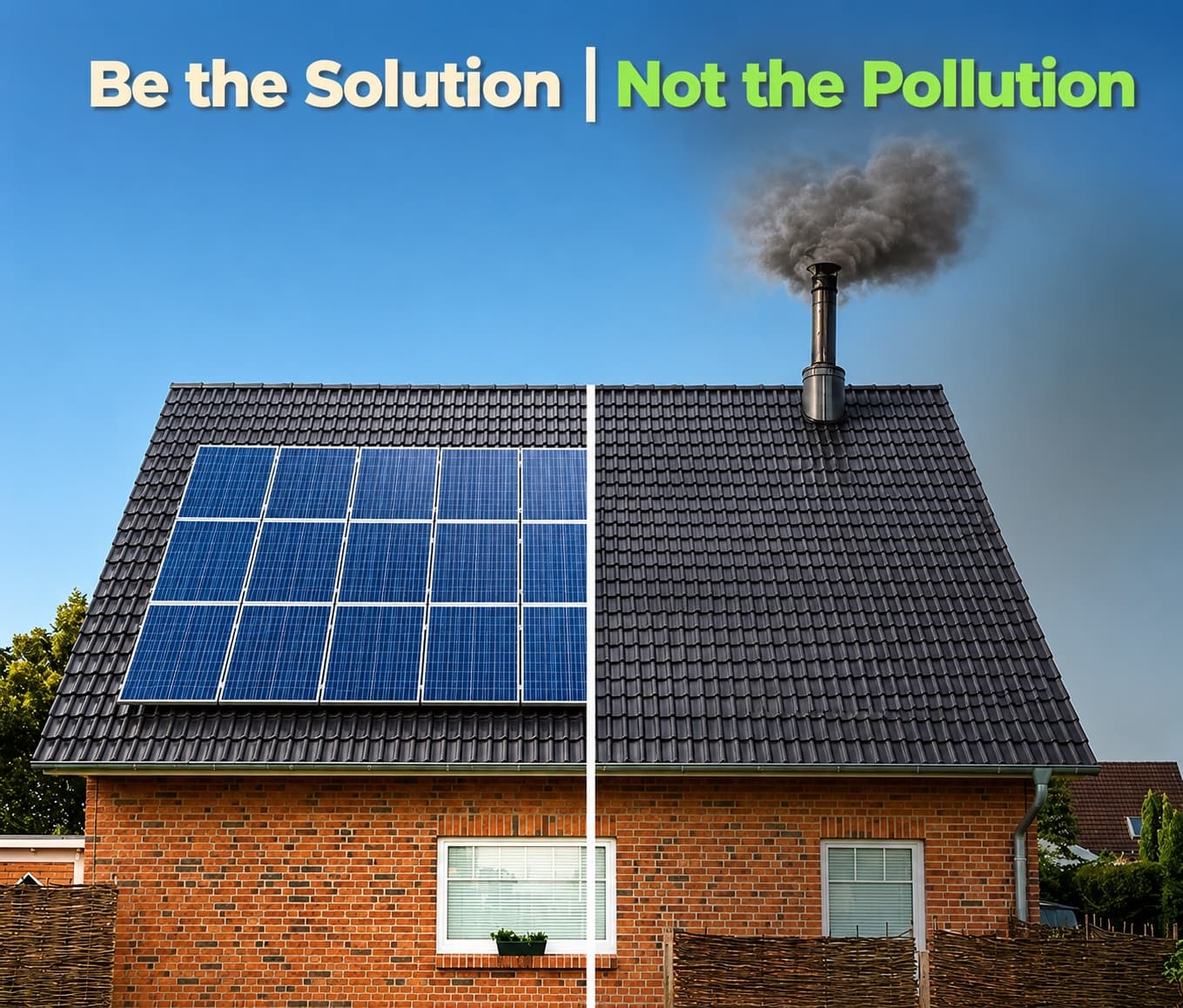 Be the solution, not the pollution — rooftop solar vs. polluting chimney