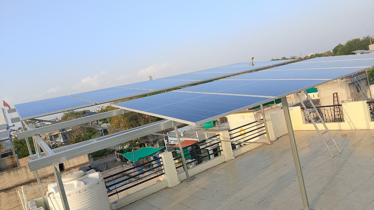 Rooftop solar installation with elevated mounting structure by PK Solar